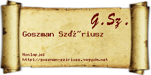 Goszman Szíriusz névjegykártya