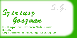 sziriusz goszman business card